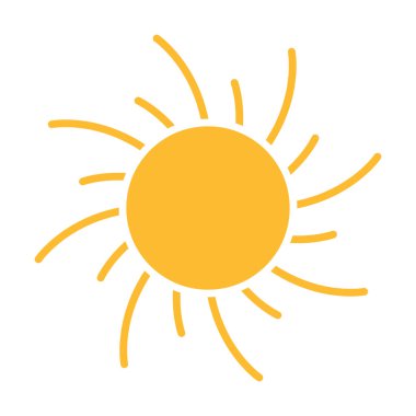 Güneş düz ikon vektörü. Yazın çekilen resim. Güneş ışığı sembolü. Web sitesi tasarımı, web düğmesi, mobil uygulama illüstrasyonu