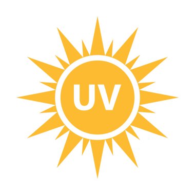 Güneş ikonu vektörü. Yazın çekilen resim. Güneş ışığı sembolü