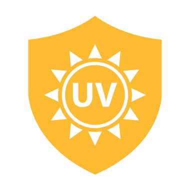 Grafik tasarım, logo, web sitesi, sosyal medya, mobil uygulama, ui illüstrasyon için UV radyasyon koruma ikonu vektörü solar ultraviyole ışık sembolü.