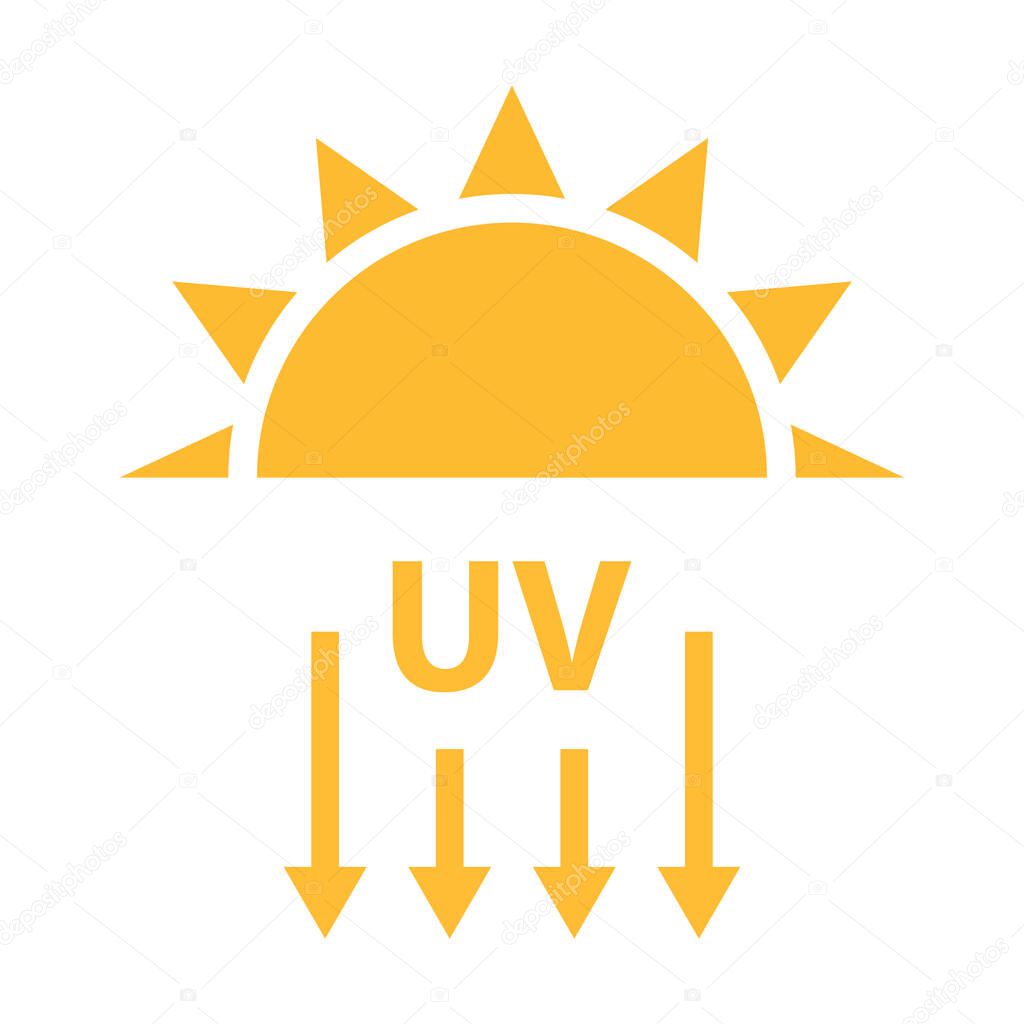 UV radiation icon vector solar ultraviolet light symbol for graphic design, logo, website, social media, mobile app, UI illustration.