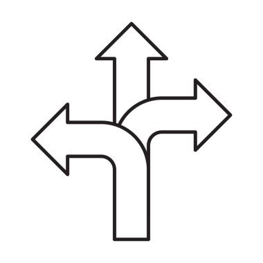 Üç yönlü ok ikonu vektörü, grafik tasarım, logo, web sitesi, sosyal medya, mobil uygulama, UI illüstrasyon için yol yönü işareti