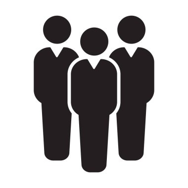 Düz stil ikon vektörü. Takım çalışması sembolü. Bir grup insan web sitesi tasarımı, logosu, uygulaması ve UI için imza atıyor. resimleme