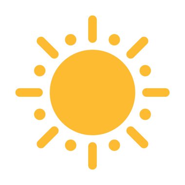 Güneş düz ikon vektörü. Yazın çekilen resim. Güneş ışığı sembolü. Web sitesi tasarımı, web düğmesi, mobil uygulama illüstrasyonu