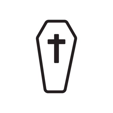 Web sitenizin tasarımı, logosu, uygulaması ve UI için Cadılar Bayramı tabut silueti düz simge vektörü. Görüntü, EPS10