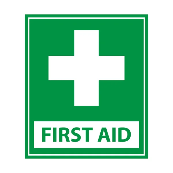 Signo Primeros Auxilios Cruz Blanca Verde Vector Icono Fondo Para — Vector de stock