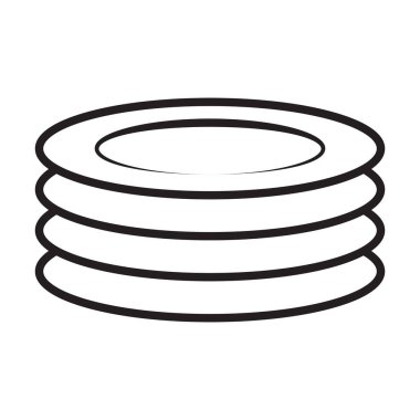 Tabaklar, bulaşık çizgisi grafik tasarımı için simge vektörü, logo, web sitesi, sosyal medya, mobil uygulama, UI illüstrasyon