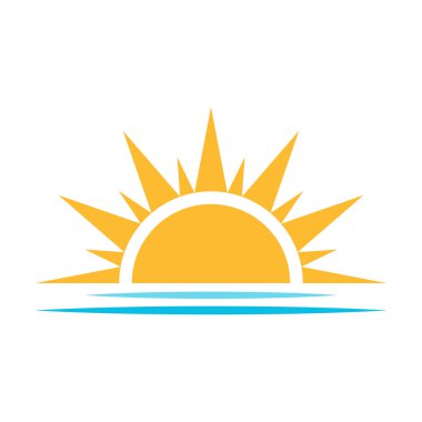 Yarım güneş grafik tasarım, logo, web sitesi, sosyal medya, mobil uygulama, UI illüstrasyon için aşağı doğru ikon vektör günbatımı kavramını belirliyor