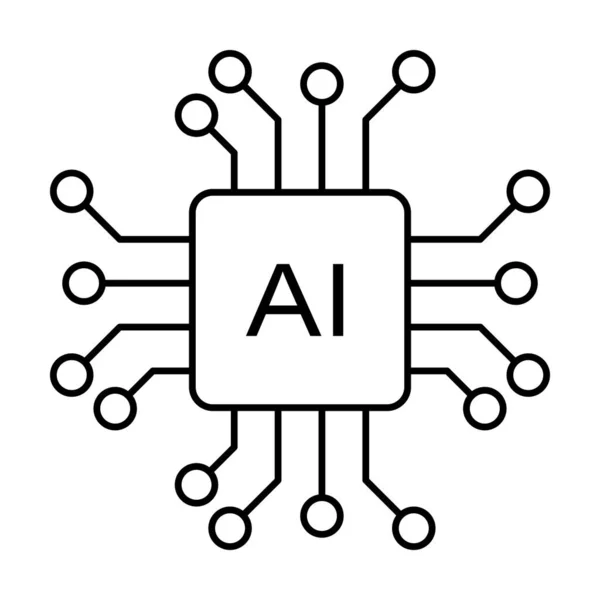 人工智能人工智能处理器芯片矢量图标符号 用于图形设计 社交媒体 移动应用程序 用户界面说明 — 图库矢量图片