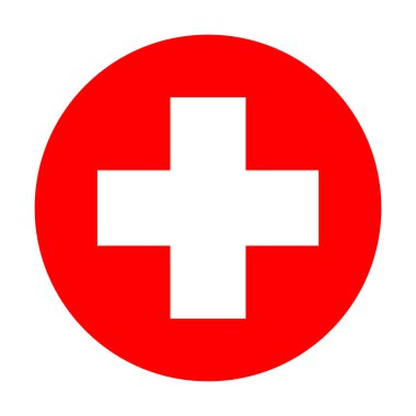 Grafik tasarım, logo, web sitesi, sosyal medya, mobil uygulama, UI illüstrasyon için kırmızı çemberde tıbbi haç