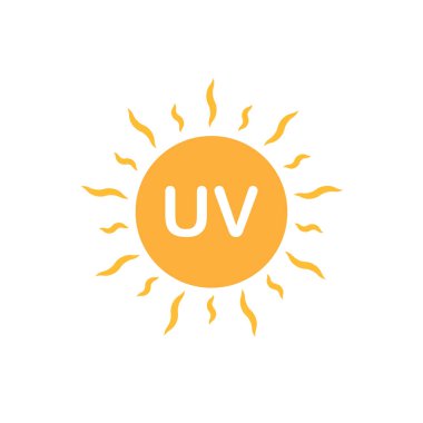 Grafik tasarım, logo, web sitesi, sosyal medya, mobil uygulama, UI illüstrasyon için UV radyasyon ikonu vektörü solar ultraviyole ışık sembolü.