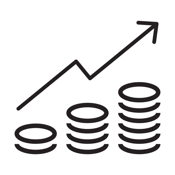 Increasing Revenue Icon Vector Coin Stack Arrow Sign Business Finance — Stock Vector