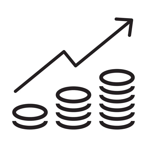 Toenemende Omzet Pictogram Vector Munt Stapel Met Pijl Teken Business — Stockvector