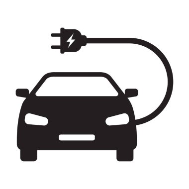 Grafik tasarım, logo, web sitesi, sosyal medya, mobil uygulama, ui illüstrasyon için eklenti ikonu yeşil enerji konseptine sahip EV elektrikli araba.