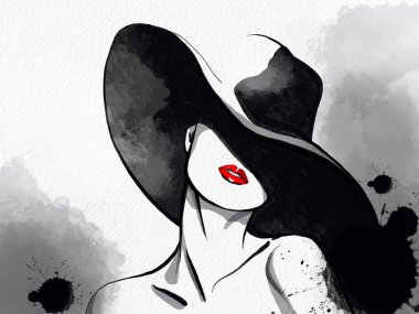 Şapkalı bir kadın.