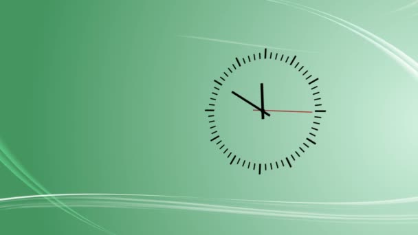 Green background with abstract wind and clock — Stock Video