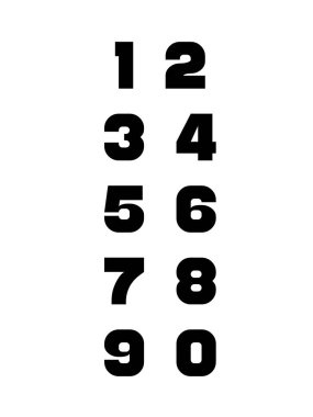  1234567890 Numara tasarımı beyaz arkaplan