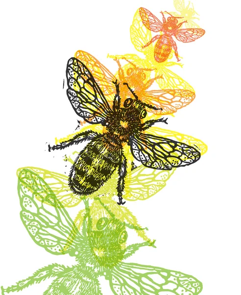 Vector bee in abstract composition Stock Illustration