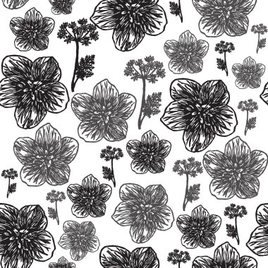 Vektör sorunsuz çiçek desenli resimli.