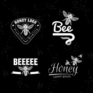 Arı ile ayarla vektör beyaz logo. 