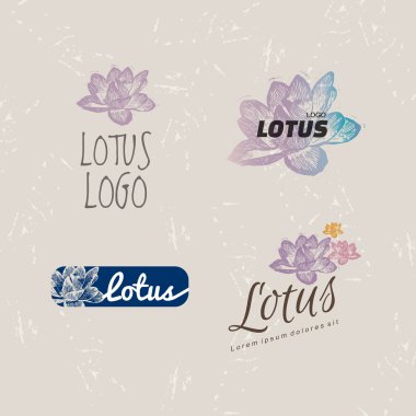 Vector colourful logo set with Lotus flower.  clipart