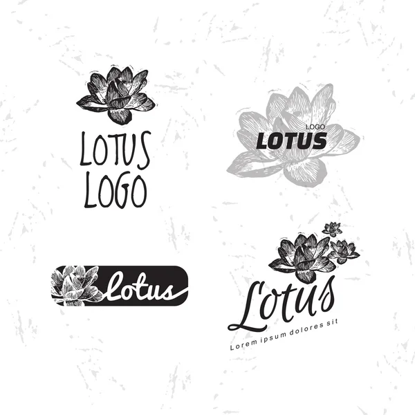 Vektor schwarzes Logo Set mit Lotusblume. — Stockvektor