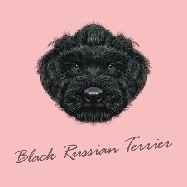 Retrato ilustrado vetorial de cão terrier russo preto . —  Vetores de Stock