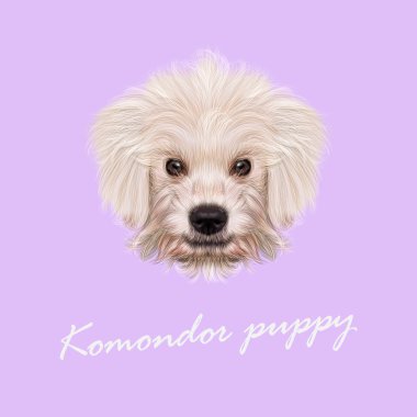 Vector Illustrated Portrait of Komondor puppy. clipart