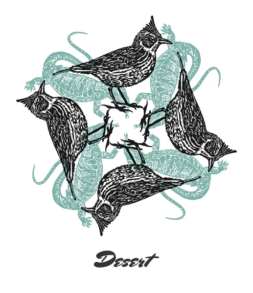 Vector Desert mood Composición de salida fractal grabada . — Archivo Imágenes Vectoriales
