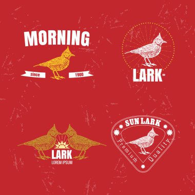 Vektör renkli logosu çöl Tepeli toygar kuş ile ayarlayın