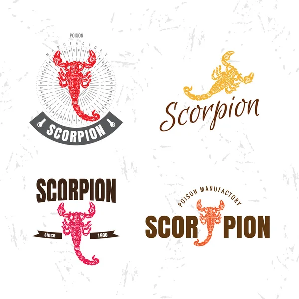Logotipo colorido vetorial definido com escorpião — Vetor de Stock