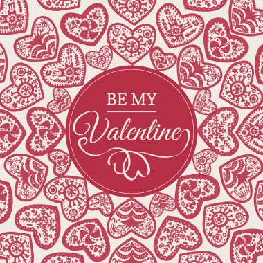 Resimli süs Kalp ile Sevgililer Günü kartı