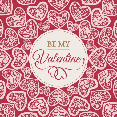 Resimli süs Kalp ile Sevgililer Günü kartı