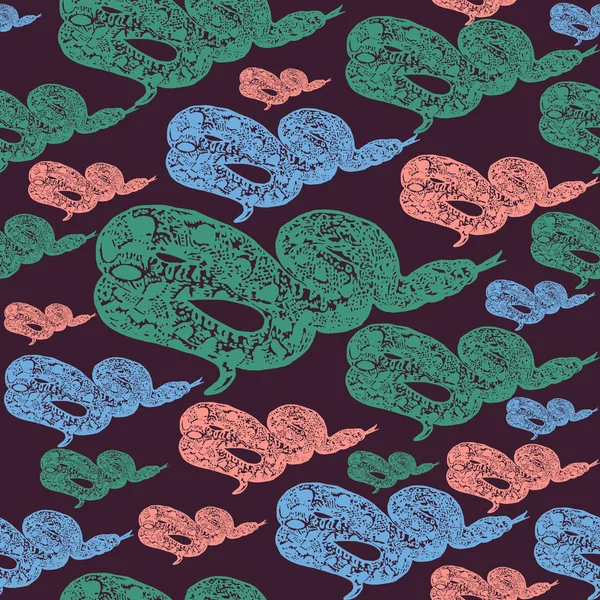 Linocut tropicale Boa costrittore sfondo serpente — Vettoriale Stock