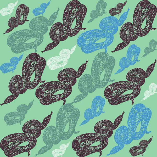 Linocut tropicale Boa costrittore sfondo serpente — Vettoriale Stock