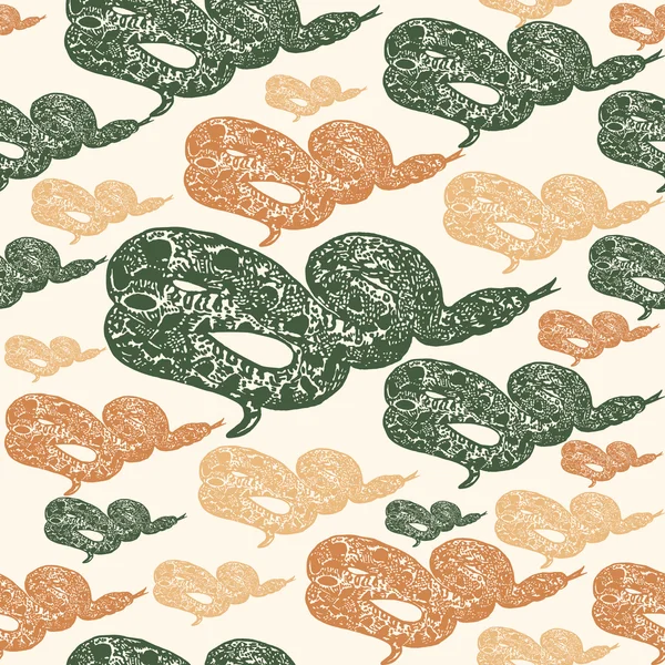 Linocut tropical Boa Constritor cobra fundo —  Vetores de Stock