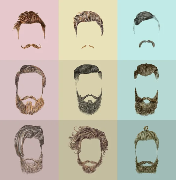 Mustache y barba Set sobre fondo blanco — Vector de stock