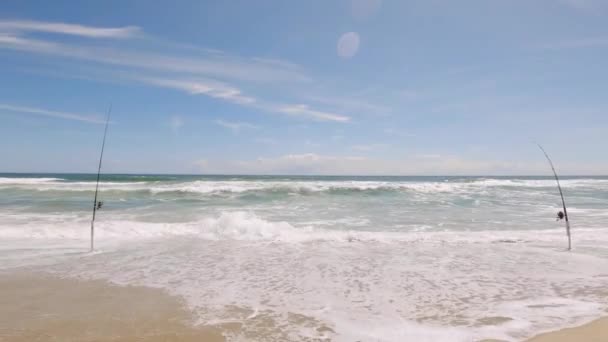 Surf Angeln North Carolina Bei Nags Kopf Auf Den Äußeren — Stockvideo