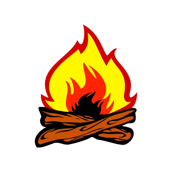 Φωτιά Ξύλο Και Φωτιά Διάνυσμα Σχεδιασμός Εικονογράφηση — Διανυσματικό Αρχείο
