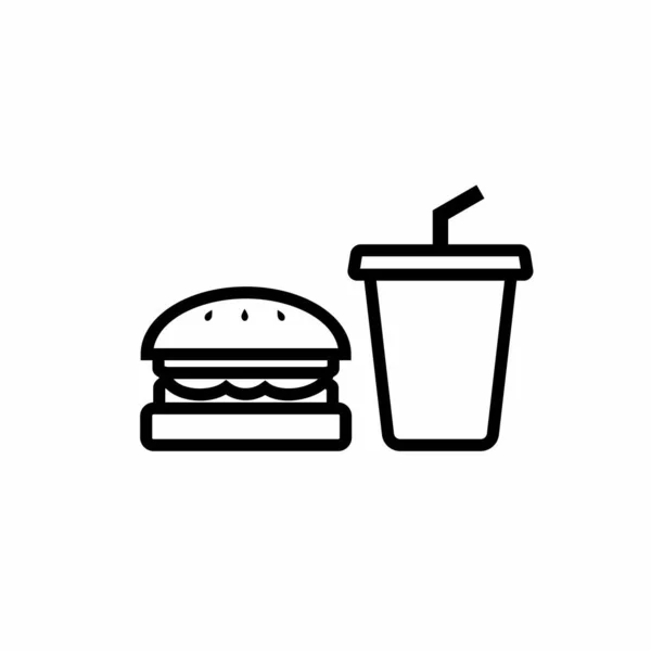 Simple Clean Burger, Food And Drink Outline Vector Icon Illustration