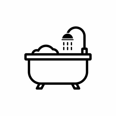 Basit Bathub Ana Hattı Vektör Simgesi İllüstrasyonu