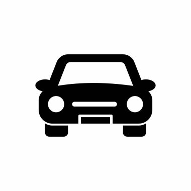 Basit ve Temiz Araba Simgesi Siluet Vektör İllüstrasyonu