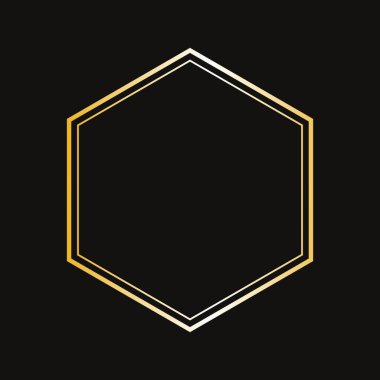 Siyah Arkaplanda Lüks Altıgen Altın Çerçeve Vektörü
