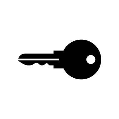Basit ve Temiz Anahtar Silüet Vektör Simgesi İllüstrasyonu