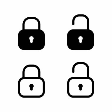 Basit Temiz Kilit ve Vektör Simgesini Aç Uygulamalar, Web Sitesi ya da herhangi bir şey için Ayarla