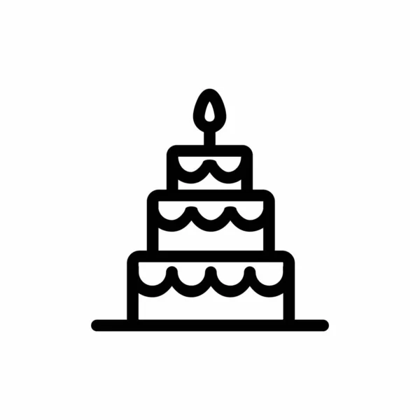 Simple Clean Birthday Cake Vector Icon Illustration — Stock Vector