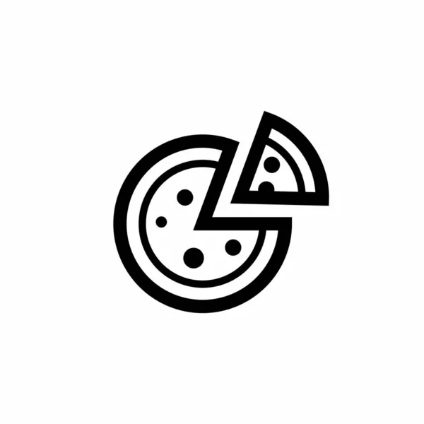Enkel Och Ren Full Pizza Cut Kontur Vektor Ikon Illustration — Stock vektor
