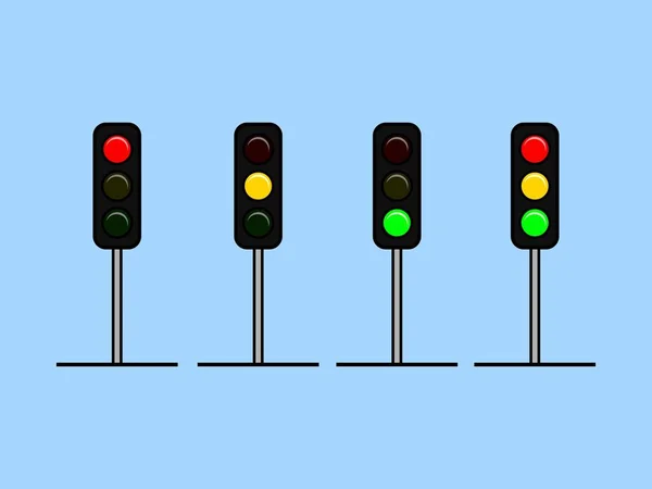 Diseño Conjunto Vectores Planos Semáforos — Archivo Imágenes Vectoriales