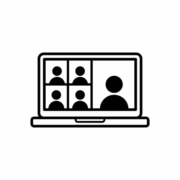 Laptop Virtual Meeting Online Conference Vector Icon Illustration 로열티 프리 스톡 벡터