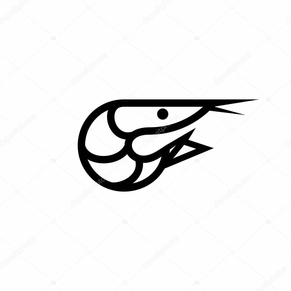 Simple And Clean Shrimp Outline Vector Icon Illustration