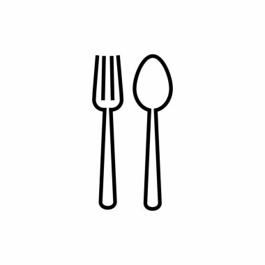 Basit Minimalist Çatal ve Kaşık Vektörü Simgesi 